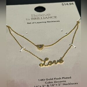 Pair of gold plated cubic zirconia necklaces